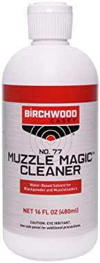 Birchwood Casey Mulue Magic No.77 מנקה אקדח עם החלק העליון | ממס אבקה שחורה על בסיס מים מהיר למניעת חלודה, בקבוק 16oz